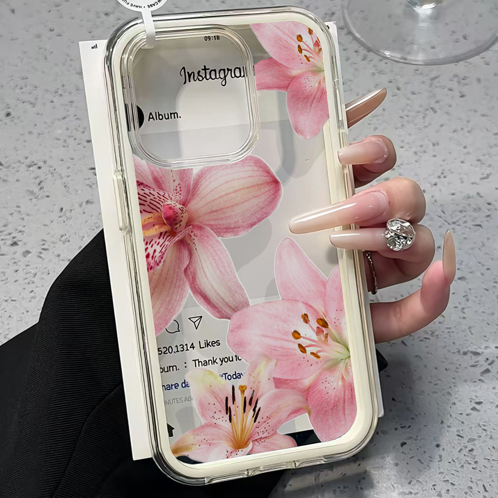Phone Cases Pink - Custodia Trasparente con Fiore di Giglio